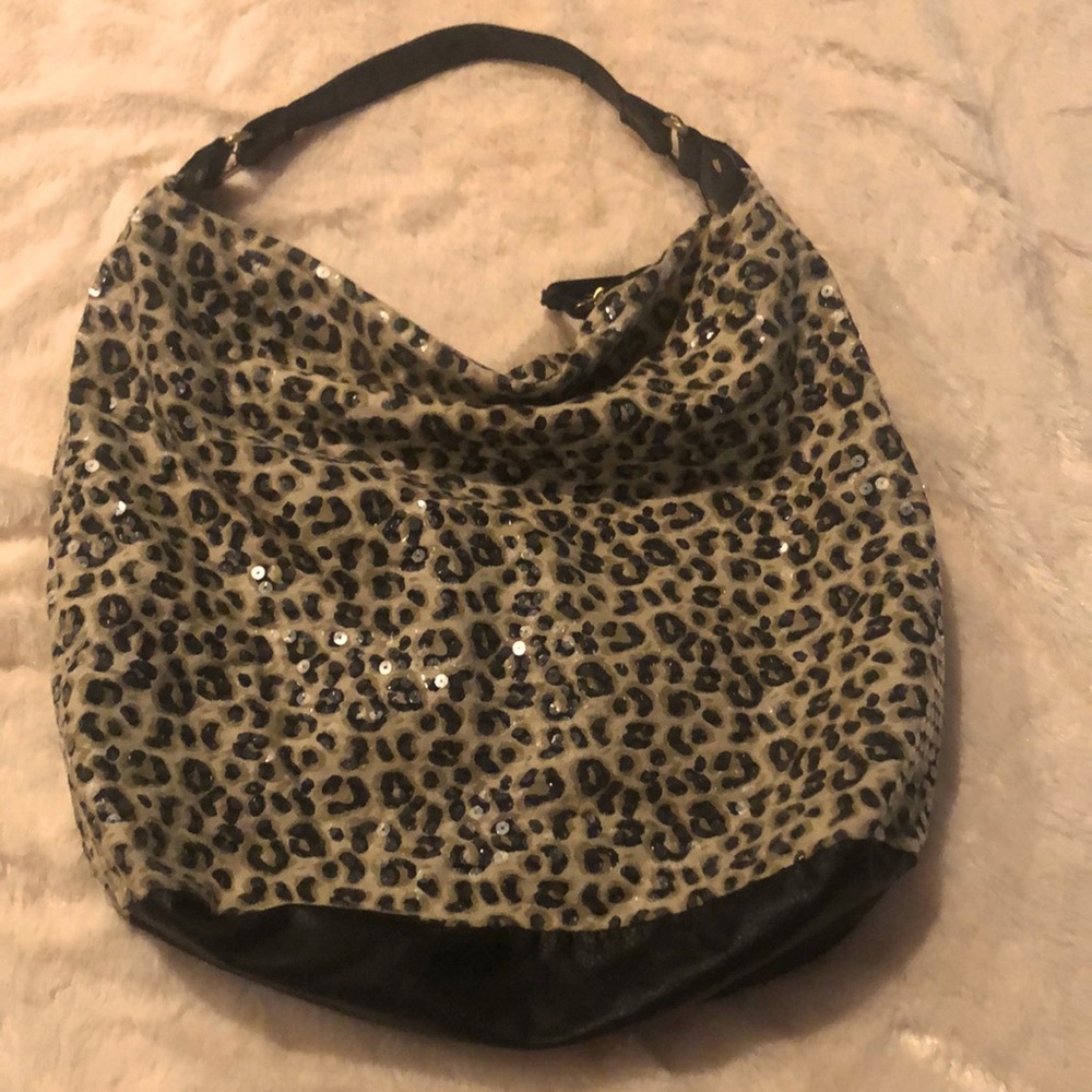 Leopard Sequin and Canvas Purse